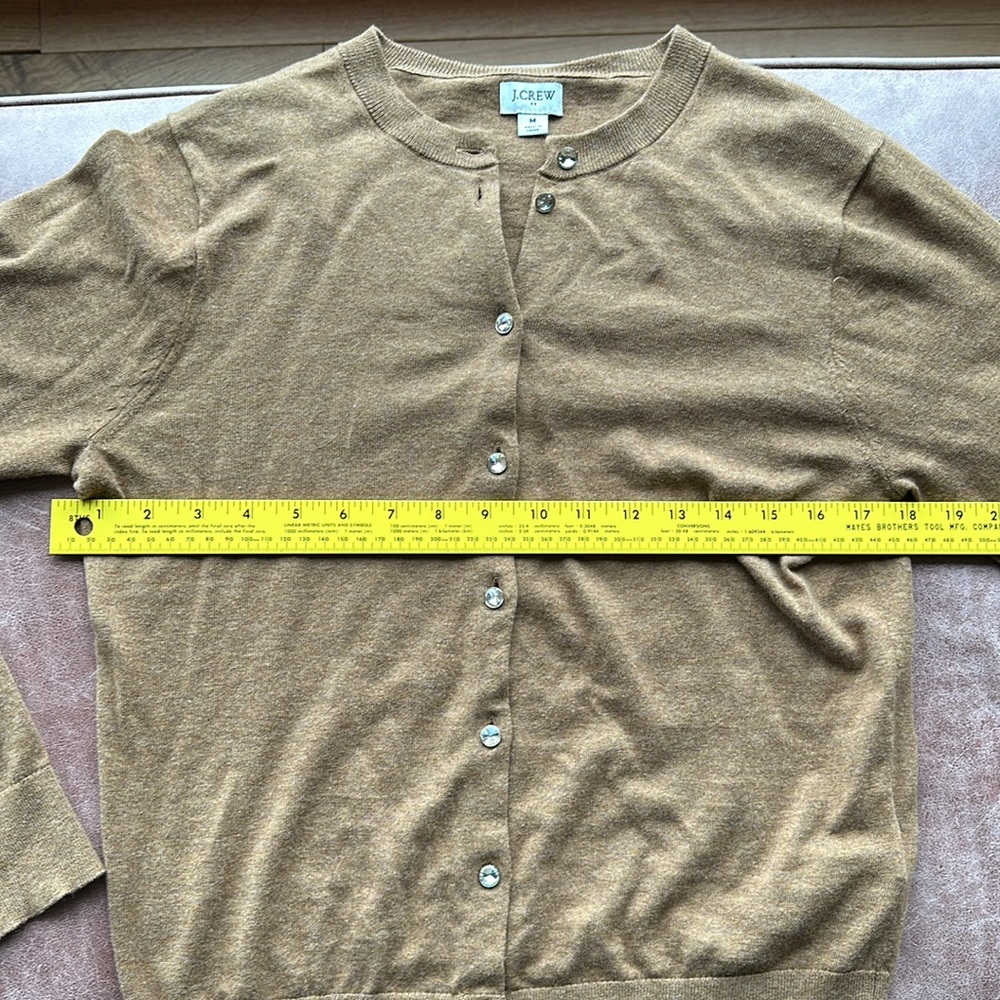 Fancy jeweled button, caramel colored cardigan. - Picture 5 of 9